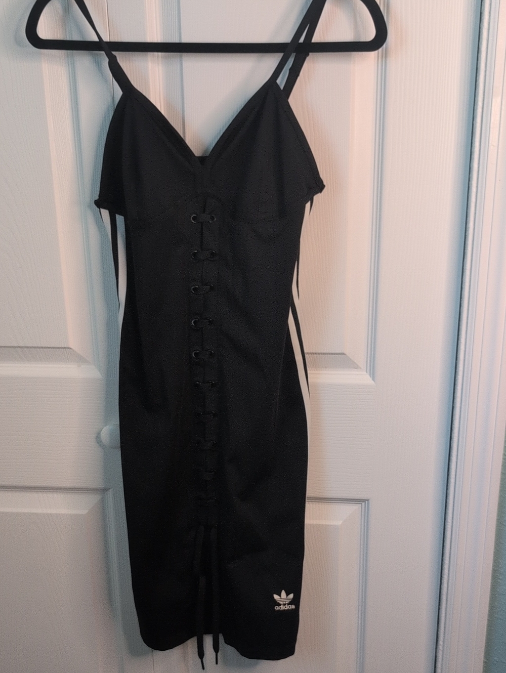 adidas Black Lace-Up Midi Slip Dress